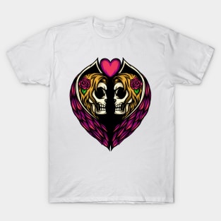 Twin Angel Skulls Illustration T-Shirt